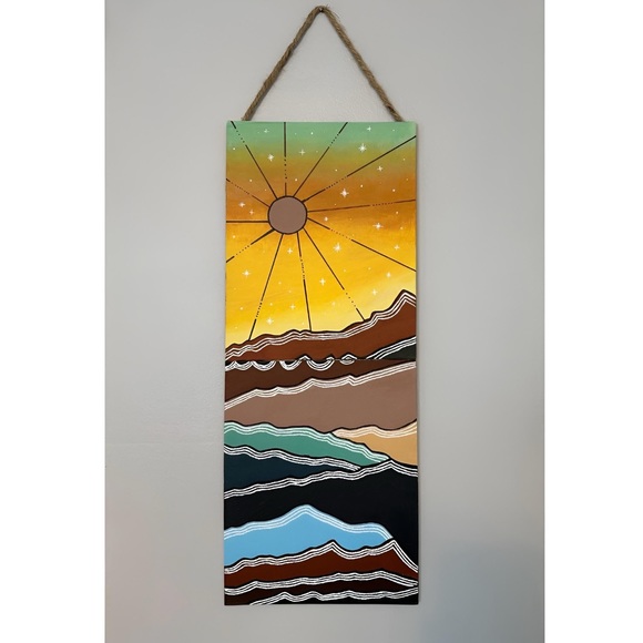 Boho Hippie Sunset Desert Hills Hand Painted Wall Decor - Picture 1 of 3